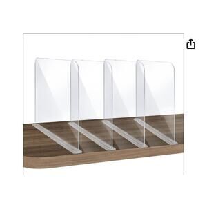 4 Pack Clear Acrylic Shelf Dividers, Closet Separator for Organization